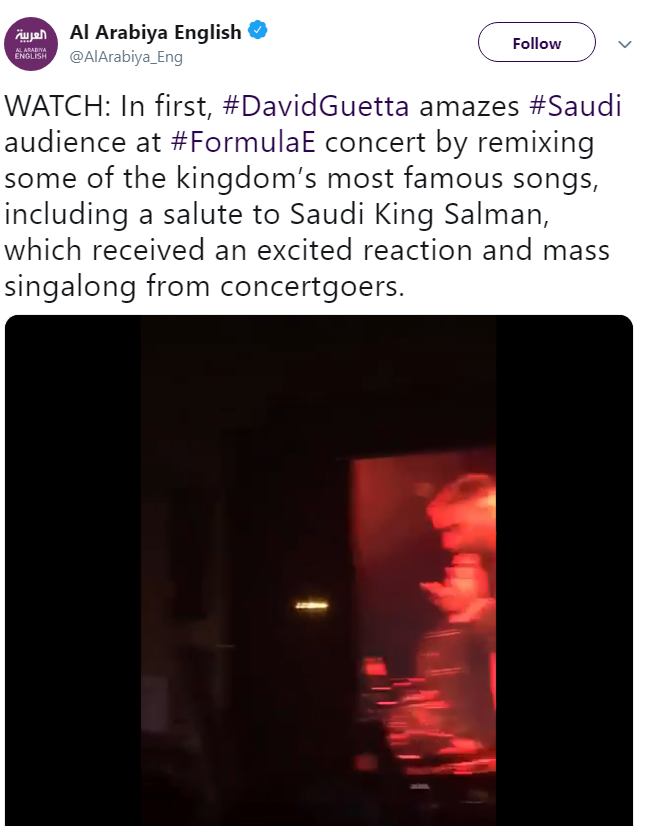 В социальных сетях среди пользователей социальных сетей были широко распространены видеоролики с диджеем Дэвидом Геттой, которые делали ремиксы на знаменитые саудовские народные песни, включая приветствие королю Салману
